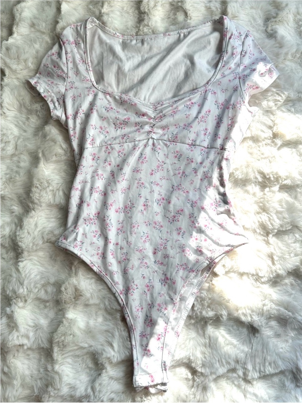 Women’s Pink Floral Essential Everyday Stylish Comfy Bodysuit